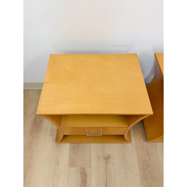 Unique Curved Hourglass Double Sided Nightstand Pair Vintage Accent Post Modern For Sale - Image 4 of 17
