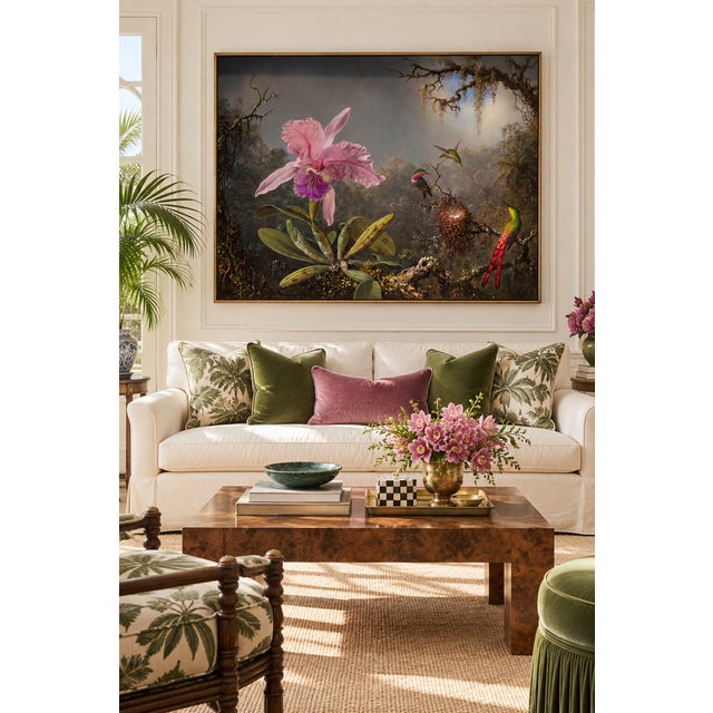 Bunny Williams Home 1871 Vintage Hummingbird and Orchid Tropical Art Print by Martin Johnson Heade - 12" X 8" For Sale - Image 4 of 8