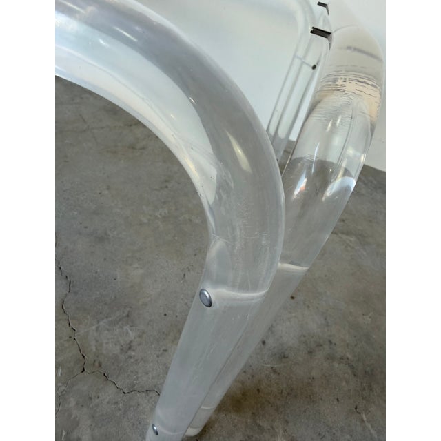 Transparent 1970s Vintage Karl Springer / Charles Hollis Jones Style Tubular Lucite & Glass Coffee Table For Sale - Image 8 of 12