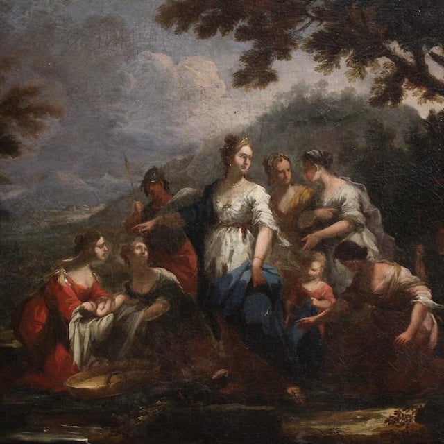 Venetian School, Moses Saved from the Waters, 1730, Oil on Canvas For Sale - Image 3 of 16