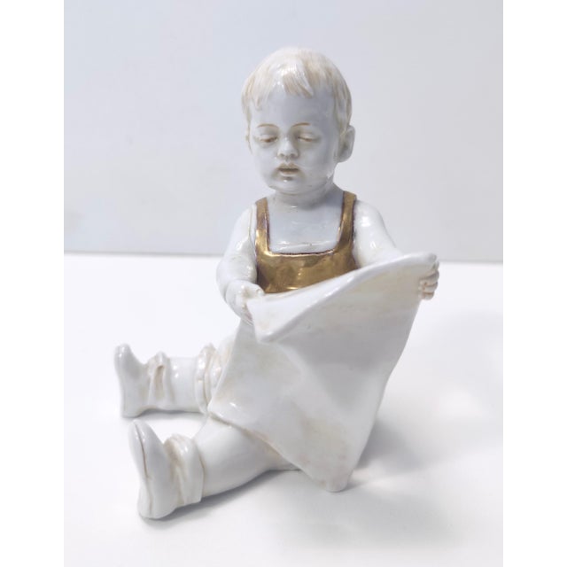 Mid-Century Modern Vintage Ceramic and Gold Decorative Figurine from Capodimonte, 1960s For Sale - Image 3 of 11