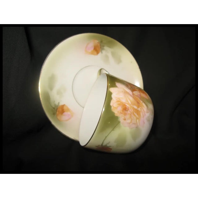 1920s Rs Prussia Hand Painted Cup & Saucer Cottage Core For Sale - Image 4 of 10