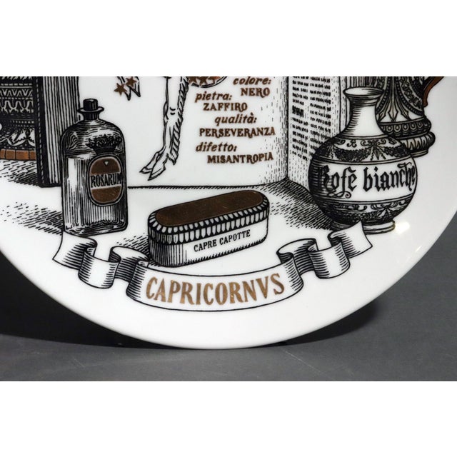 Piero Fornasetti Piero Fornasetti Capricorn Zodiac Porcelain Plate, the Zodiac Pharmacopoeia For Sale - Image 4 of 8
