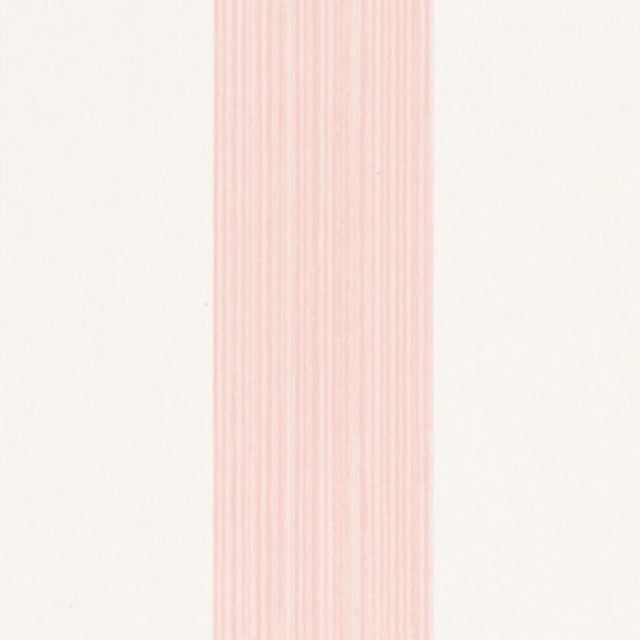 Transitional Schumacher Edwin Stripe Medium Wallpaper in Petal For Sale - Image 3 of 3