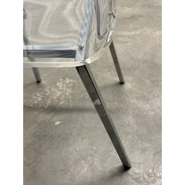 Cb2 Chrome and Lucite Side Chair For Sale - Image 16 of 17