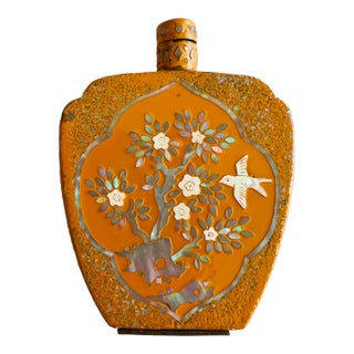 Unusual Antique/Vintage Lac Burgaute Snuff Bottle – Ochre For Sale