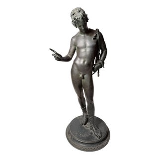 Signed Antique Grand Tour Bronze Model No. 72 Narcissus (Bacchus) Sculpture from Fonderia Artistica Sommer, Naples, 1890-1910 For Sale