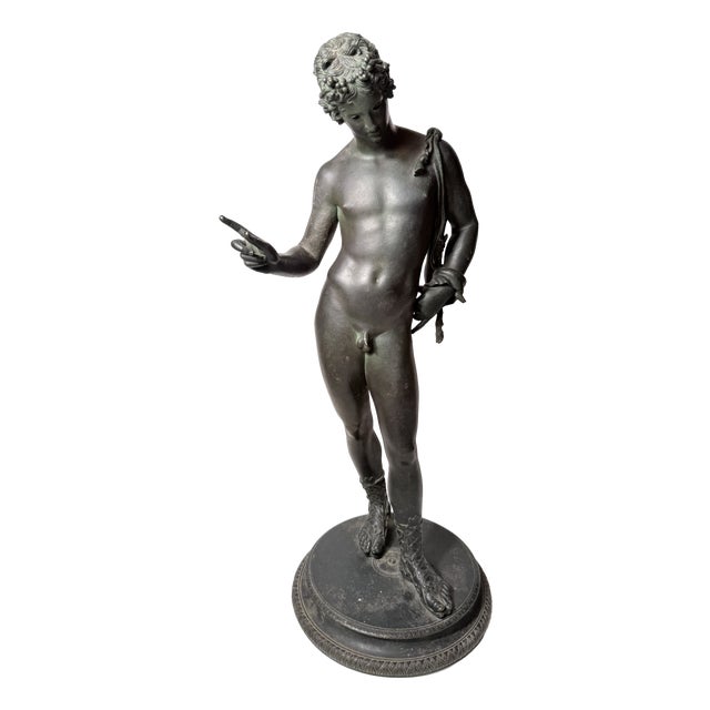 Signed Antique Grand Tour Bronze Model No. 72 Narcissus (Bacchus) Sculpture from Fonderia Artistica Sommer, Naples, 1890-1910 For Sale