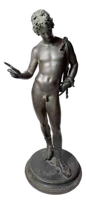 Signed Antique Grand Tour Bronze Model No. 72 Narcissus (Bacchus) Sculpture from Fonderia Artistica Sommer, Naples, 1890-1910