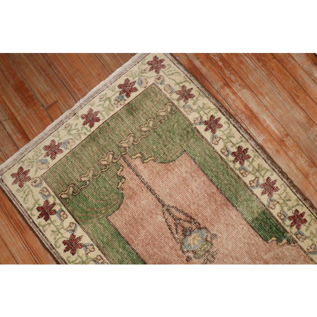 Zabihi Collection Worn Turkish Prayer Rug For Sale - Image 10 of 18