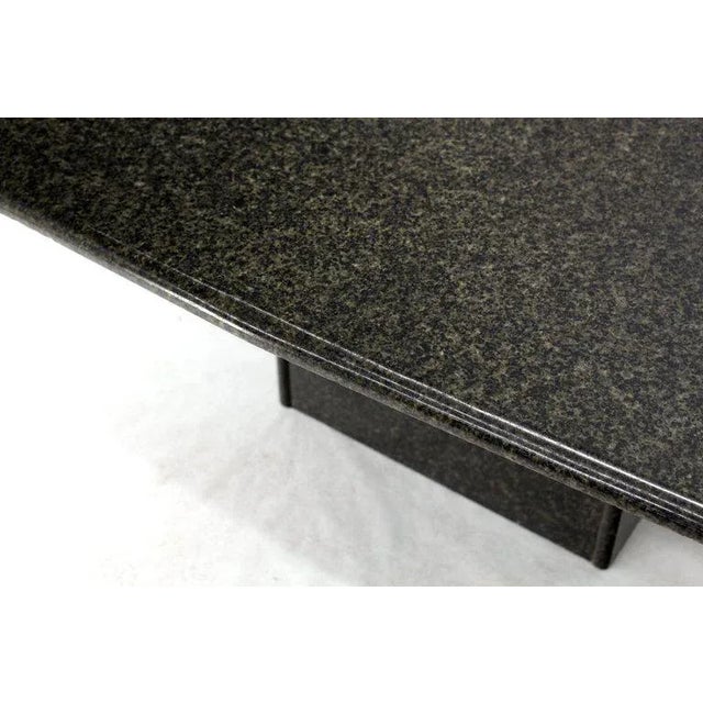 Black Square Black Granite Pedestal Base Coffee Table For Sale - Image 8 of 10