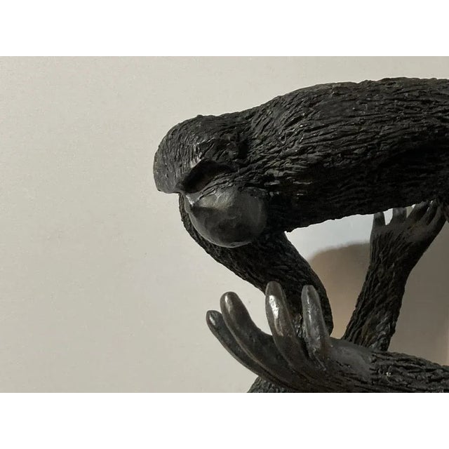 Bronze Apes, France, 1970s, Solid Brass, Set of 3 For Sale - Image 13 of 18