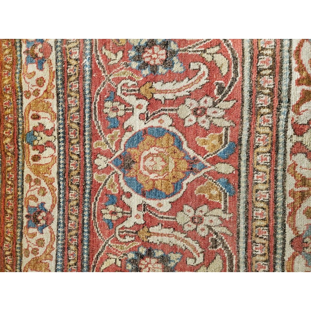 Antique Tabriz Carpet, Handmade Persian Rug in Floral Gold, Red and Beige For Sale In New York - Image 6 of 18