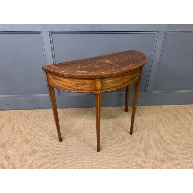 Wood Inlaid Mahogany Card Table, 1900s For Sale - Image 7 of 16