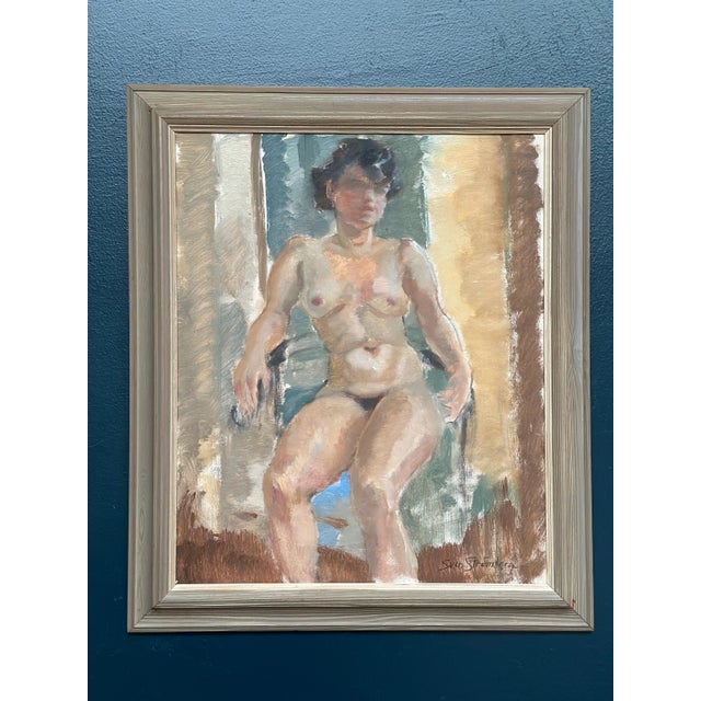 Original Vintage Swedish Oil on Canvas – “Seated Lady” by Sven Strömberg – Signed – Framed – 55 × 47 cm (21.7" × 18.5")...