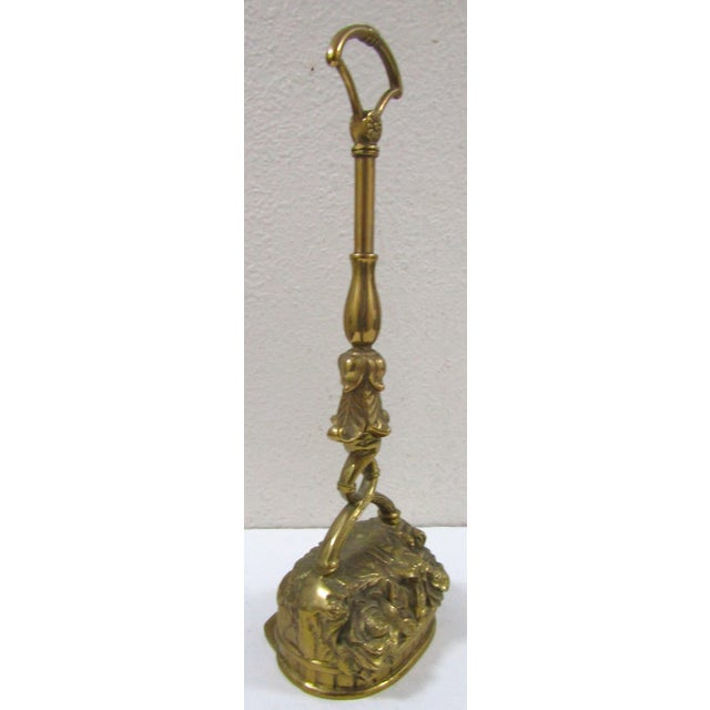 1920s Antique Victorian-Era Solid Brass Doorstop Door Porter For Sale - Image 5 of 16