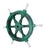 Late 19th Century Vintage Nautical Handcrafted Green Wooden Ship Wheel With Aluminium Hub & Handle For Sale - Image 5 of 6