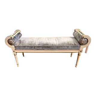 1960s French Country Upholstered Bench For Sale