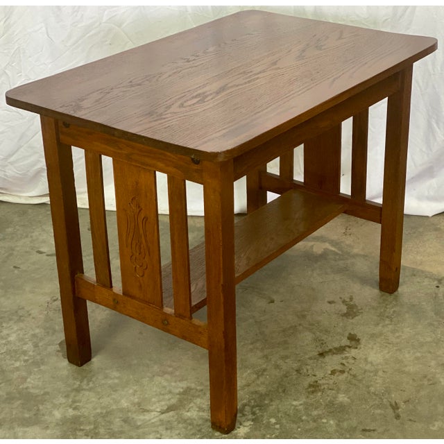 Antique Rustic American Oak Mission Style Writing Desk | Chairish