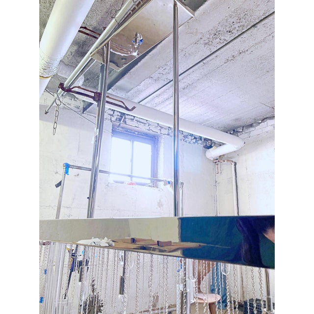 Metal Nickel Polished Chandelier With Hexagon Glass by Lmd Custom Lighting For Sale - Image 7 of 12