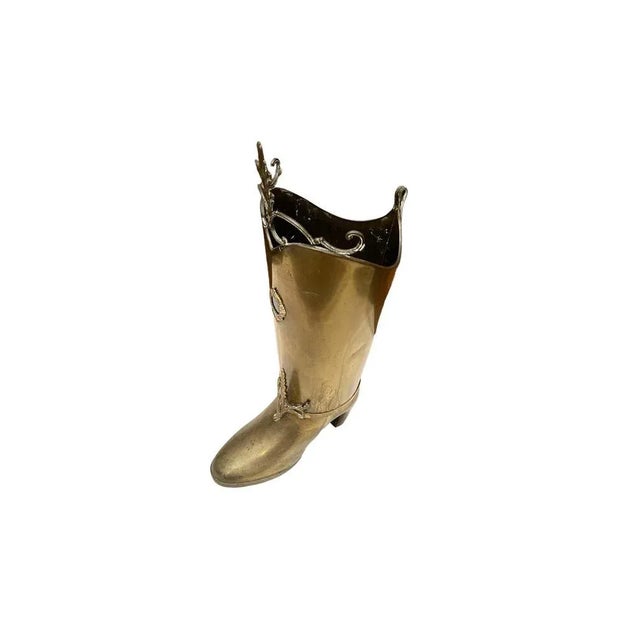 Mid-Century Modern Brass Boot-Shaped Umbrella Stand For Sale - Image 3 of 9