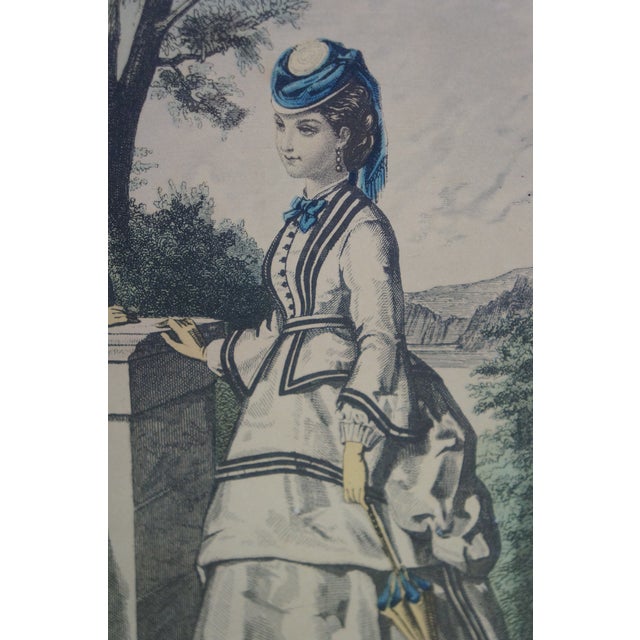 Antique French Victorian La Mode Illustree Paris Fashion Magazine Print 16" For Sale - Image 9 of 13