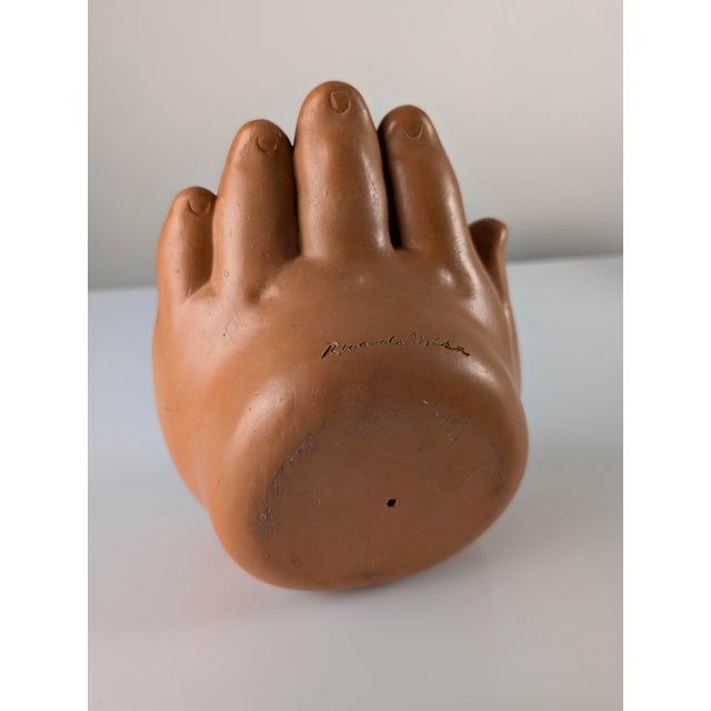 Ceramic Ricardo Mesa, Nude Happy Chubby Girl on Hand, 1980s, Terracotta For Sale - Image 7 of 16