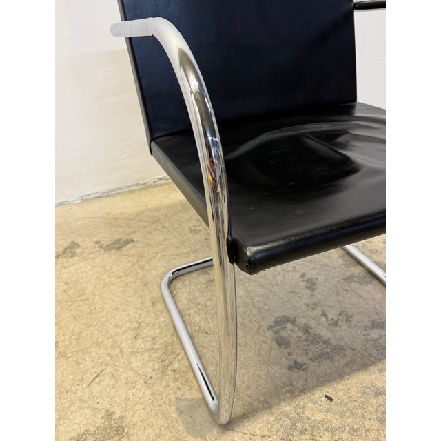 Mies Van Der Rohe Tubular Brno Black Leather 245 Chair for Knoll, 1980s For Sale - Image 11 of 14