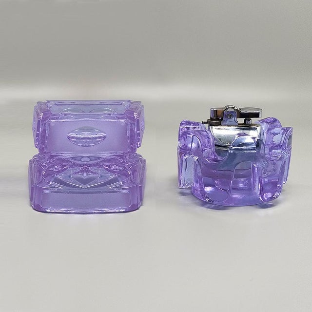 1970s gorgeous purple smoking set by antonio imperatore in murano glass. Made in italy the items are in excellent...