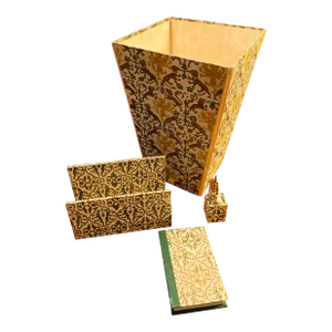 1970s Vintage Set of Italian Hand Made Paper, Desk Top Accessories- 9 Pieces