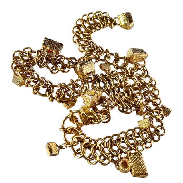 1990s Judith Leiber Belt Necklace Charms Purses Handbags Pendant Gold Plated Vintage For Sale - Image 9 of 12