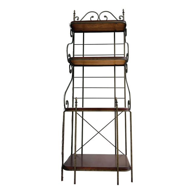 Charleston Forge Iron & Cherry Wood 4 Tier Bakers Rack For Sale