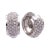 Pair of pave diamond huggie earrings finely crafted in 14K white gold featuring an array of sparkling pave set round...
