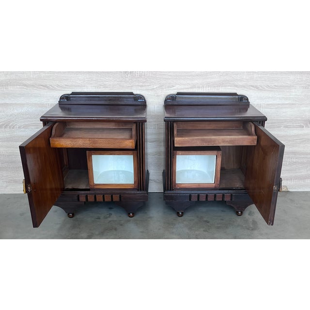 Pair of Art Deco Side Cabinets or Nightstands With Ebonized Base For Sale - Image 4 of 9