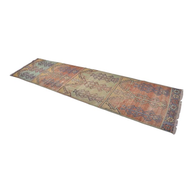 1960s Neutral Entryway Runner Rug For Sale