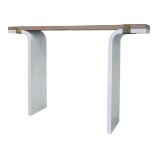 Global Views Organic Modern White Wood Debby Console Table For Sale