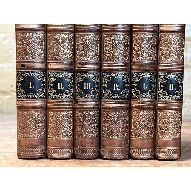 Stunning 1822 Antique Leather Bound Book Set the Tatler & the Guardian Ornate Gold Gilt Spines Georgian English Literature Home Decor For Sale - Image 4 of 11