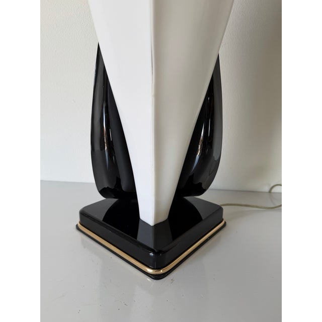 Black 1970s Roger Rougier for Maison Rougier Sculptural Calla Lily Acrylic Table Lamp For Sale - Image 8 of 13