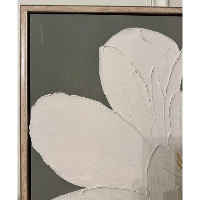 Contemporary Man Yee “Green Top of the Morning” Original Impasto Floral Painting, 36” Square- New For Sale - Image 3 of 8