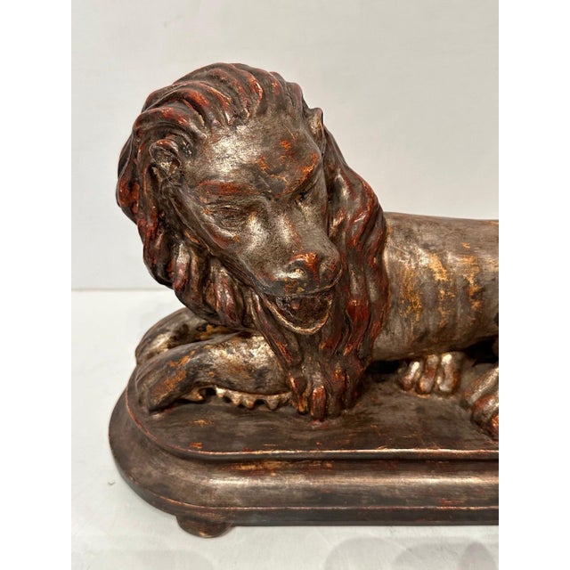 Late 19th Century Silver Gilded Reclining Lion Sculpture For Sale - Image 5 of 7