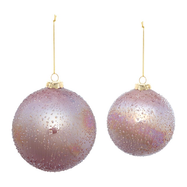 Add a touch of glamorous elegance to your holiday decor with these Iridescent Beaded Glass Ornaments. Designed in soft...