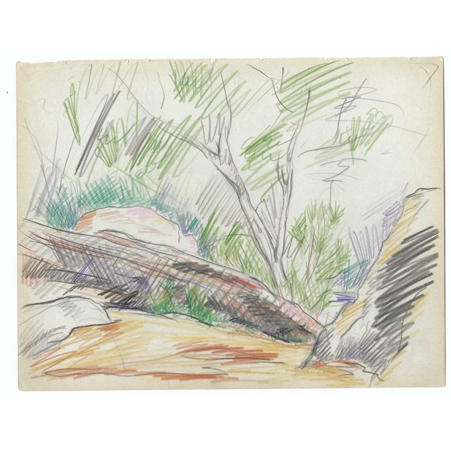 Grace Spongberg (American, 1906-1992) oil pastel on paper, estate stamp on reverse. This was in a folder with works by the...