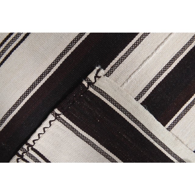 Textile 1970s Vintage Handmade Wool Cotton White Runner Rug For Sale - Image 7 of 11