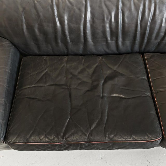 Black Leather Sofa by Franco Poli for Bernini, 1980s For Sale - Image 11 of 18