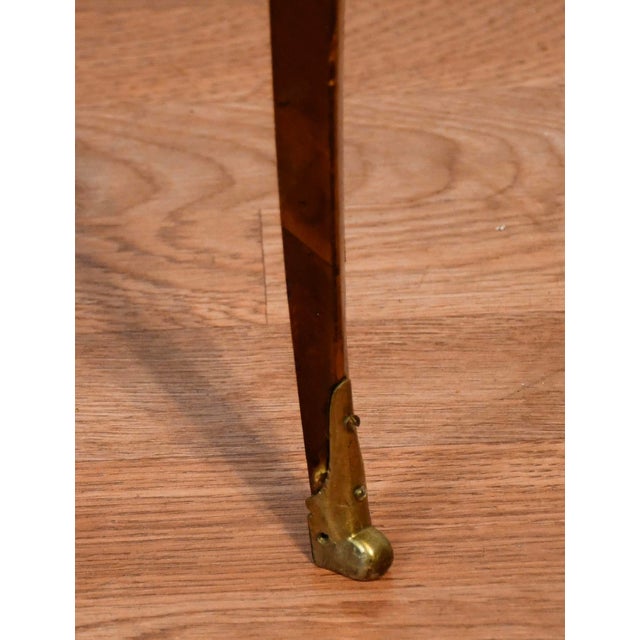 1900s Antique French Louis XV Walnut & Satinwood Inlay Marble Top Side End Table For Sale - Image 9 of 10