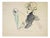 Mino Maccari, Envy, Mid-20th Century, Charcoal and Watercolor on Paper For Sale