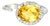 Late 20th Century 18K White Gold Citrine Diamond Designer Ring Band, Size 6.5 For Sale