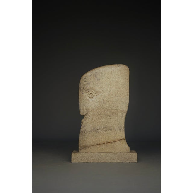 1970s Large Stone Sculpture of Stylised Head, 1970s For Sale - Image 5 of 15