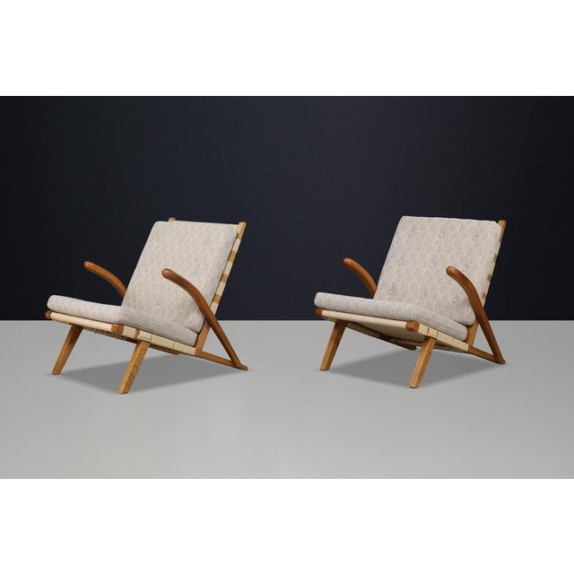 Sculptural Oak Lounge Chairs, Europe, 1960s, Set of 2 For Sale - Image 9 of 14