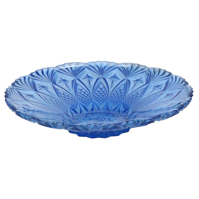 Vintage French Fruit Bowl in Blue Pressed Glass, 1960s For Sale - Image 15 of 15